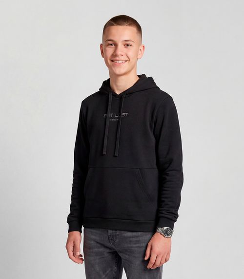 Blusão Juvenil Moletom Com Capuz e Bolsos Minty Preto