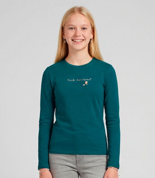 Blusa Juvenil Manga Longa Viscotorcion Minty Verde