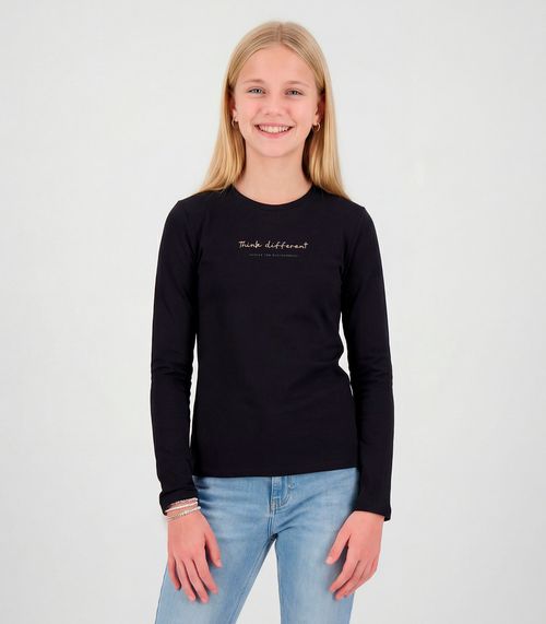 Blusa Juvenil Manga Longa Viscotorcion Minty Preto