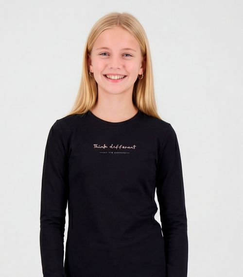 Blusa Juvenil Manga Longa Viscotorcion Minty Preto