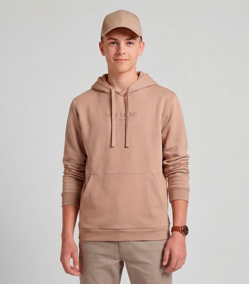 Blusão Juvenil Moletom Com Capuz e Bolsos Minty Marrom