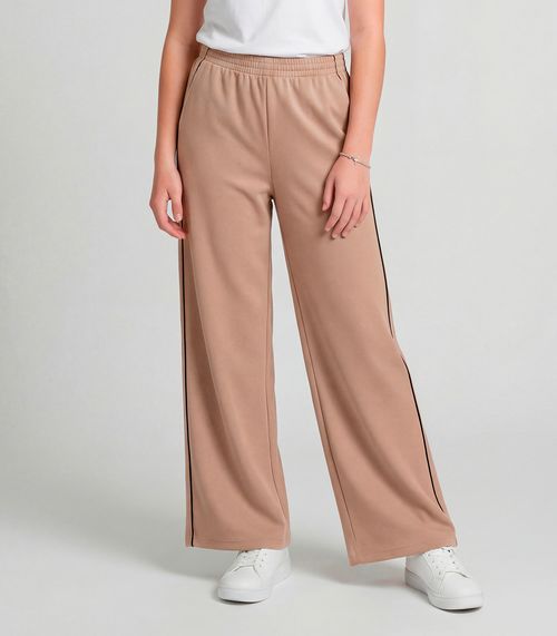 Calça Juvenil Wide Leg Moletom Felpado Minty Marrom