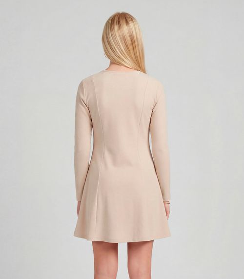 Vestido Juvenil Molecotton Curto Manga Longa Minty Bege