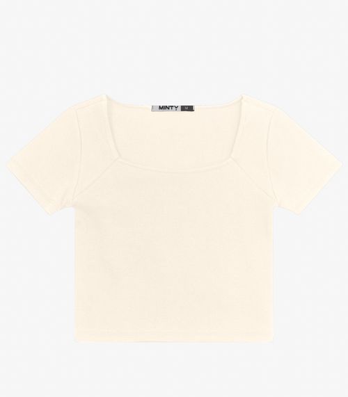 Blusa Juvenil Manga Curta em Ribana Minty Bege