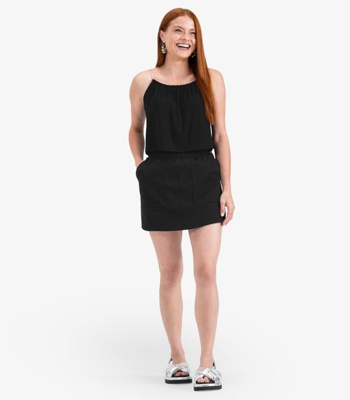 Blusa de Alça Juvenil em Viscose Maquinetada Minty Preto