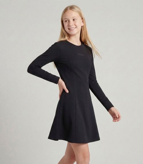 Vestido Juvenil Molecotton Curto Manga Longa Minty Preto