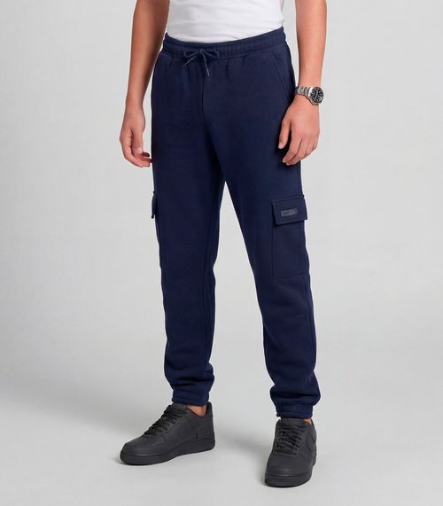 Calça Juuvenil Moletom Peluciado Cargo Minty Azul