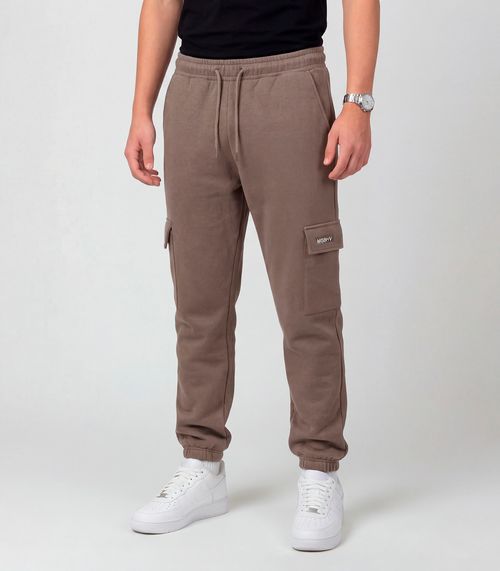 Calça Juuvenil Moletom Peluciado Cargo Minty Marrom