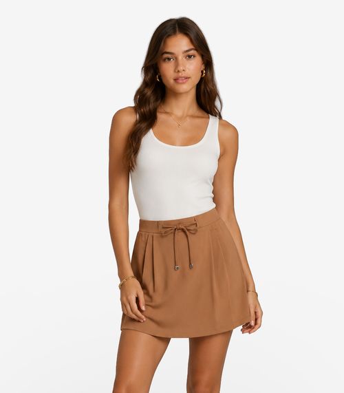 Shorts Saia Feminino Molecotton De Viscose Minty Marrom