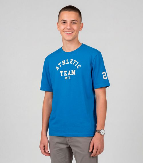Camiseta Juvenil Masculina Em Meia Malha Minty Azul