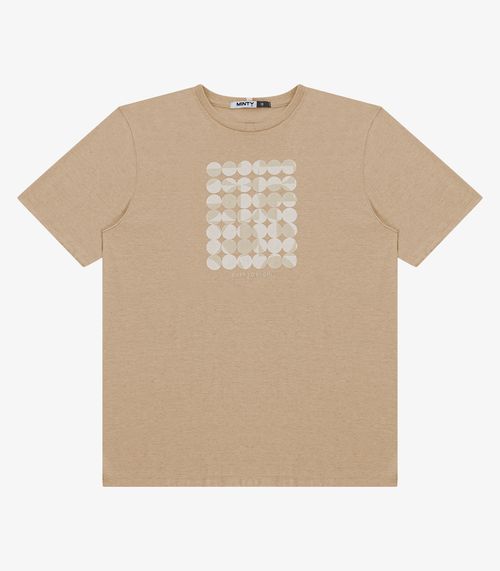 Camiseta Masculina Meia Malha Com Estampa Minty Bege
