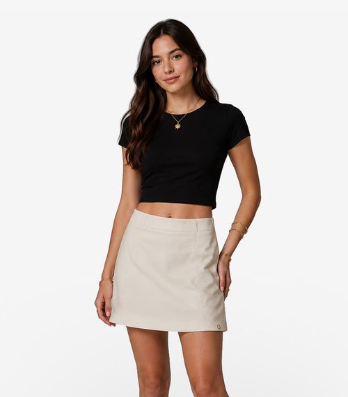 Shorts Saia Feminina Sarja Cotton Minty Bege