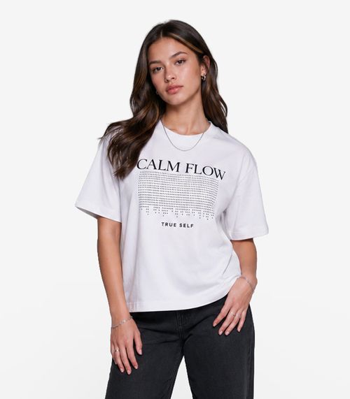 T-Shirt Feminina Meia Malha Com Estampa Minty Branco