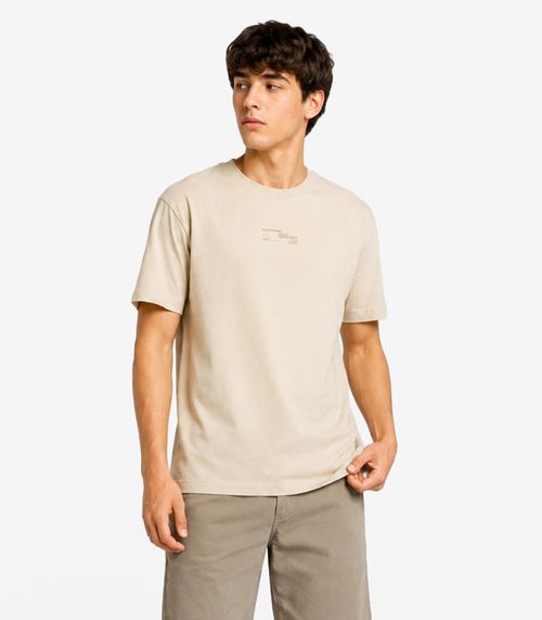 Camiseta Masculina Meia Malha Com Estampa Minty Bege