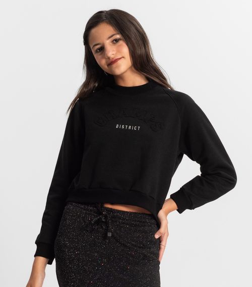 Blusão Juvenil Feminino Em Moletom Minty Preto