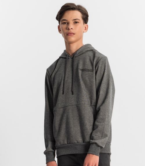 Moletom Juvenil Masculino Com Capuz Minty Cinza