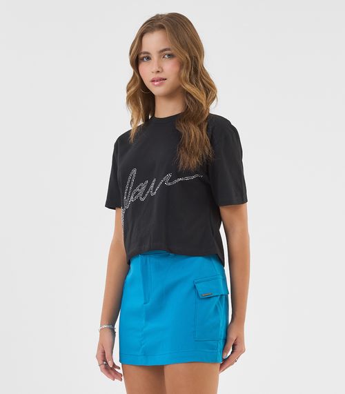 Saia Juvenil Feminina Sarja Twill Minty Azul